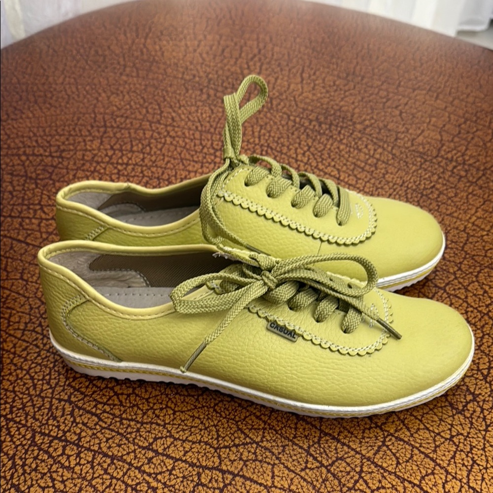 Zenden Lime Green Leather Sneakers 9